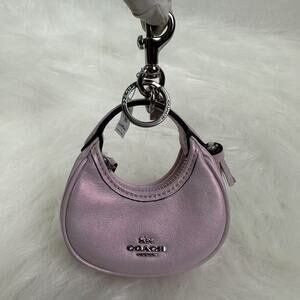 Coach Mini Carmen Bag Charm In Pearlized leather/Silver/Pink CBL92 NWT